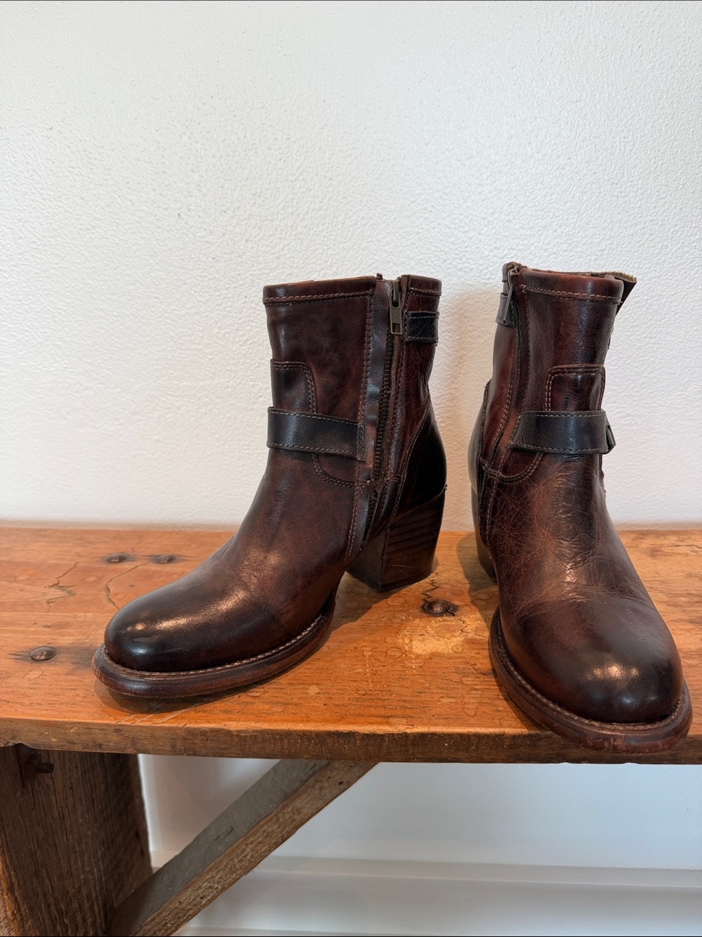 BED|STU Brown Leather Ankle Booties